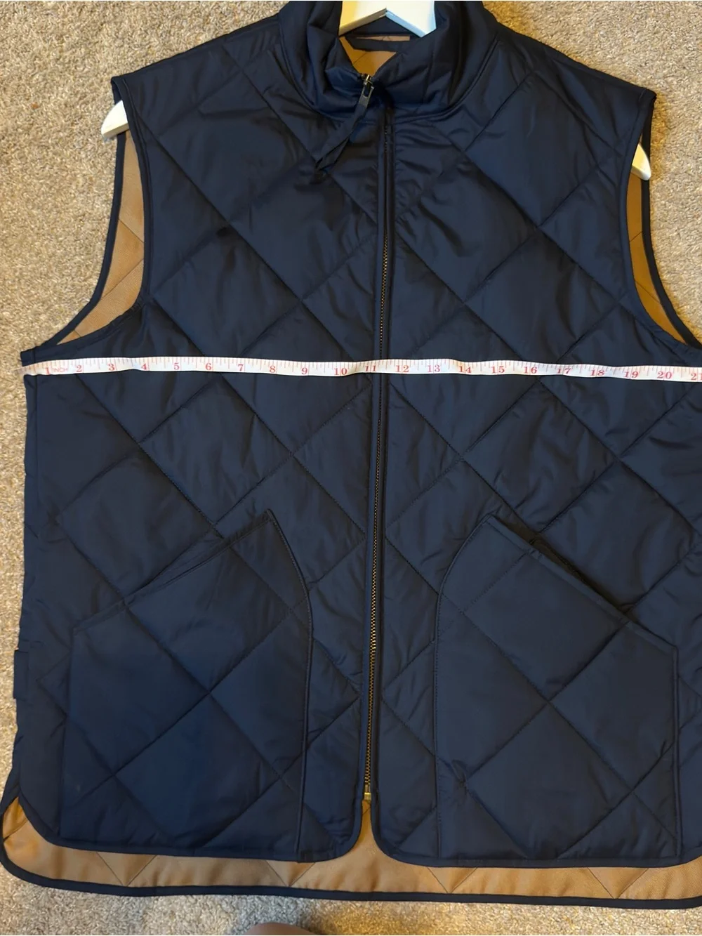 J.Crew Authentic Outerwear Quilted Zip Vest Navy Blue Khaki Men’s Medium